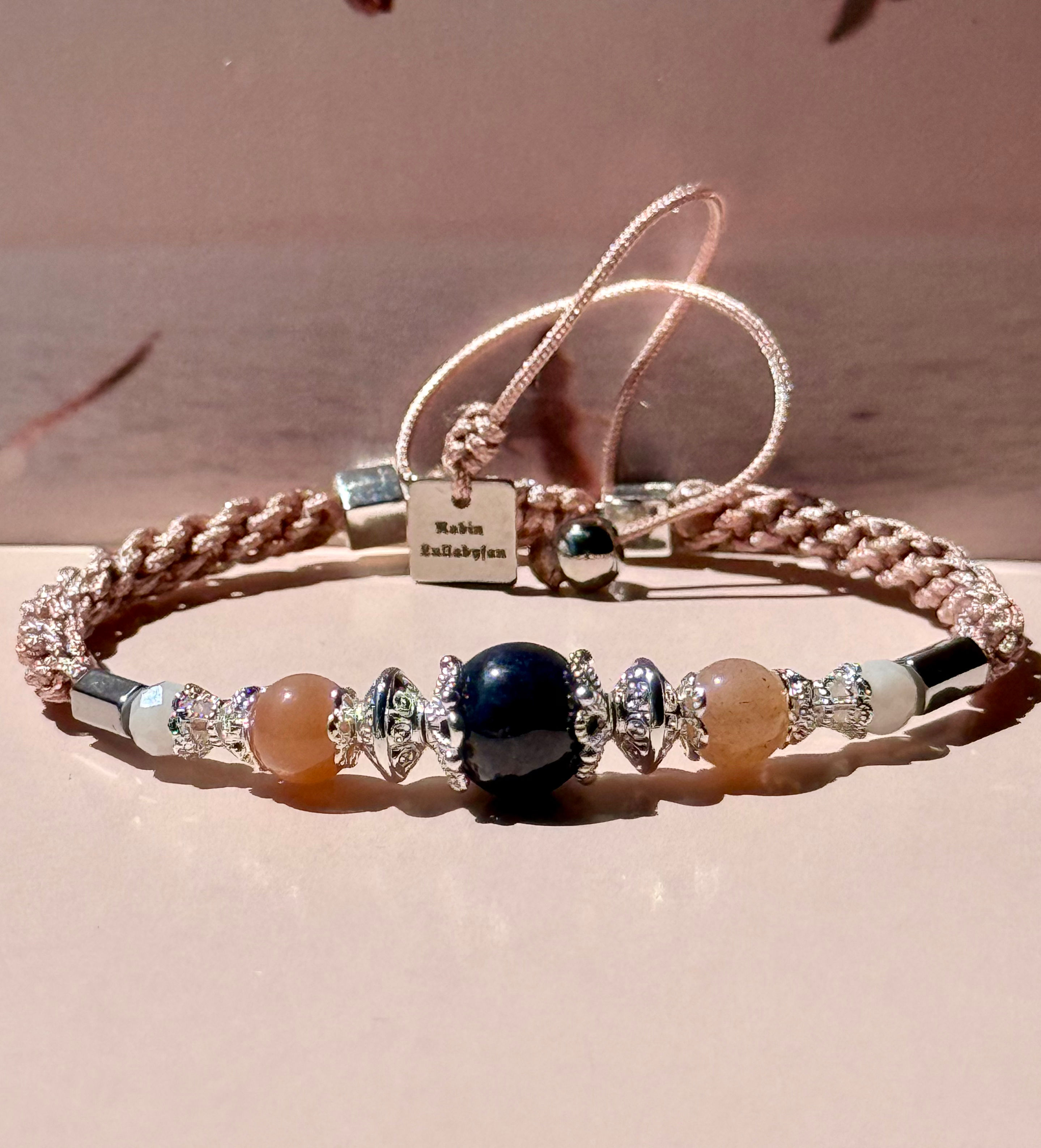 Bracelet Saphir brut et pierre de lune