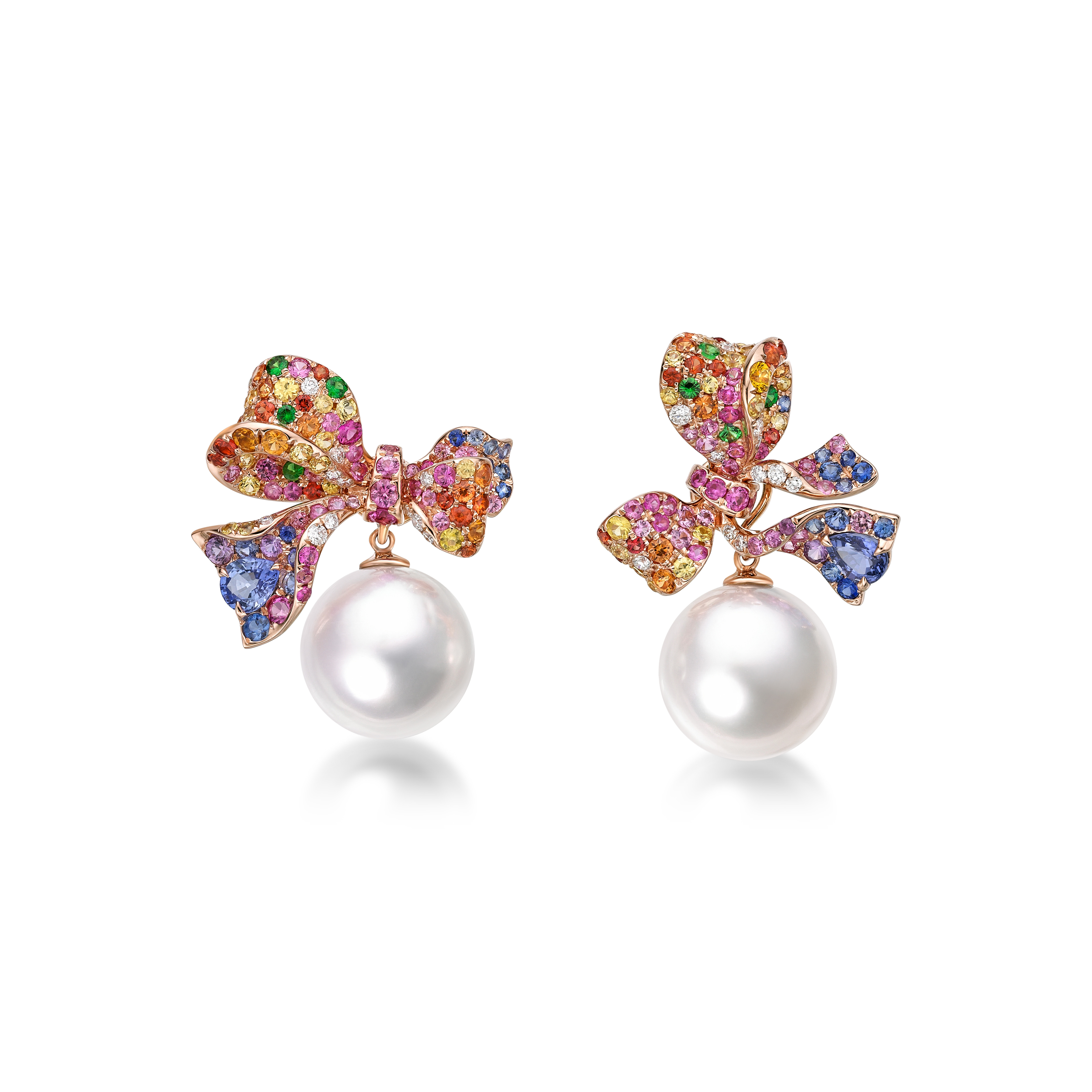 Ribbon Sapphire and Pearl Earring