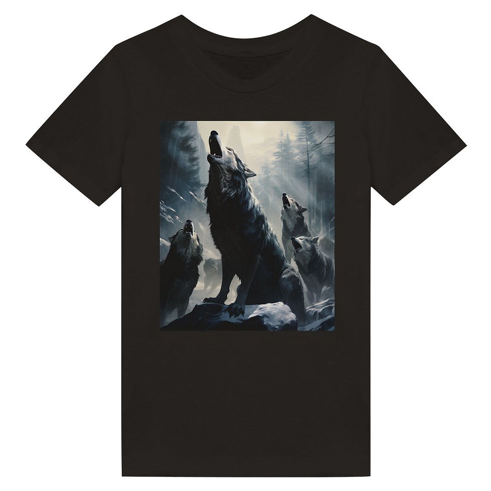 Thumbnail: Organic Kids Crewneck T-shirt Howling Wolves