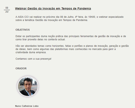Webinar em Gestao da Inovacao