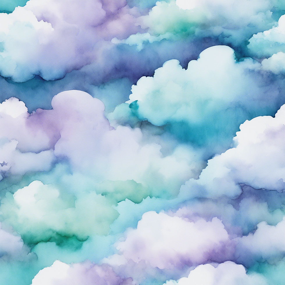 white, light purple, blue and aqua bluish green clouds in watercolor form - the clouds ble