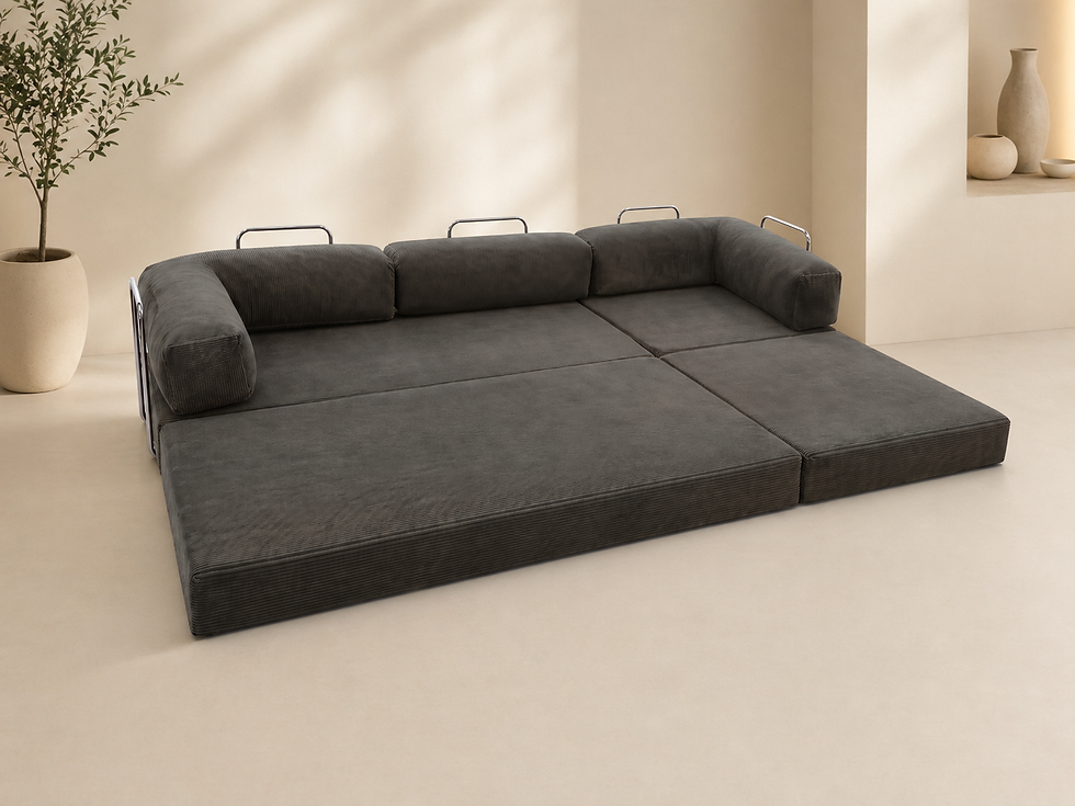 Thumbnail: NESTİME 300x100 ComfortNest Fitilli Kadife Kanepe| Yatak Olabilen.FUME
