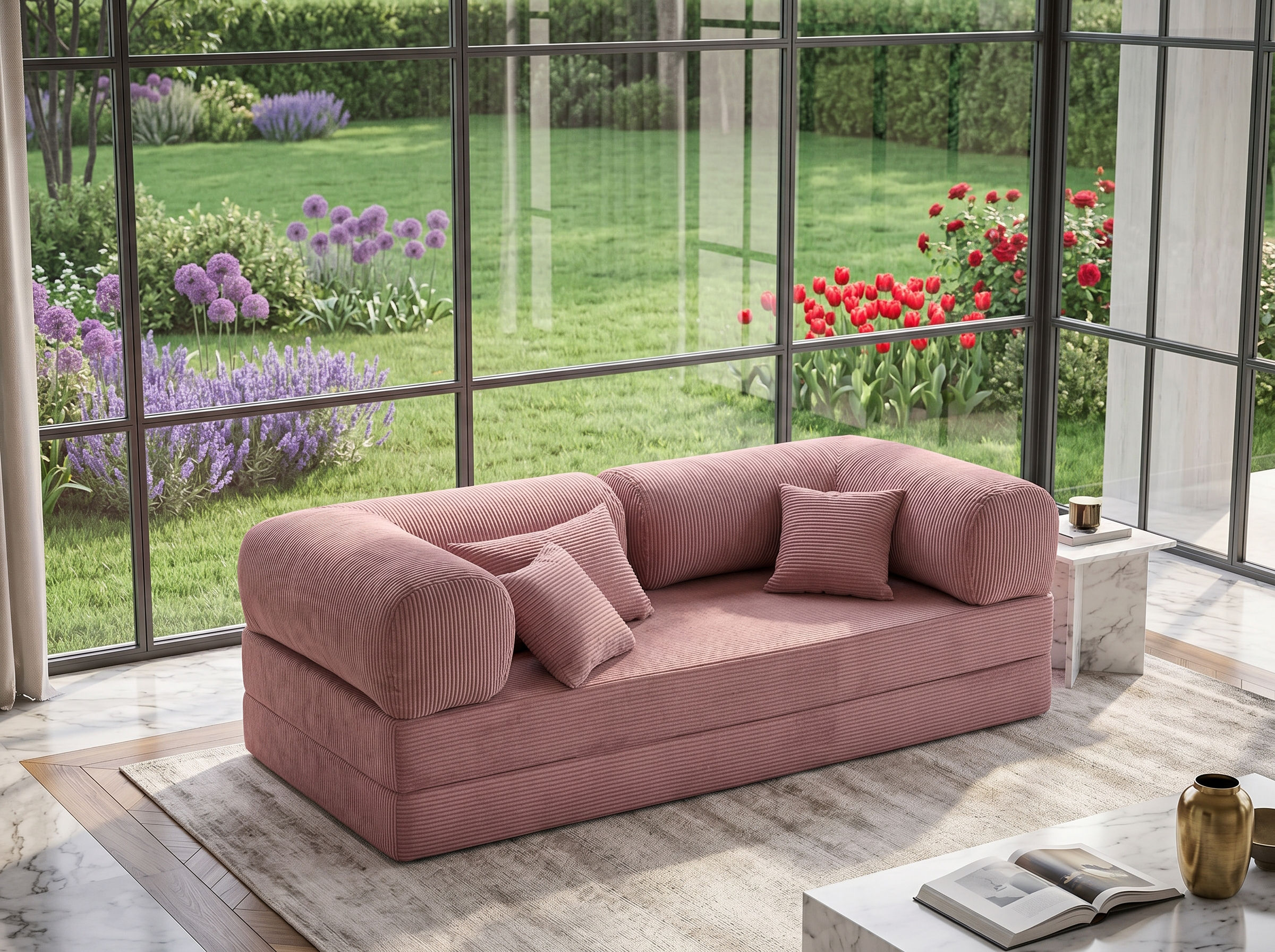 NESTİME 160X80 ComfortNest Fitilli Kadife Kanepe| Yatak Olabilen.