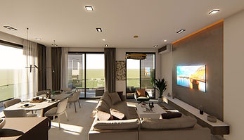 Interior of open plan apartment