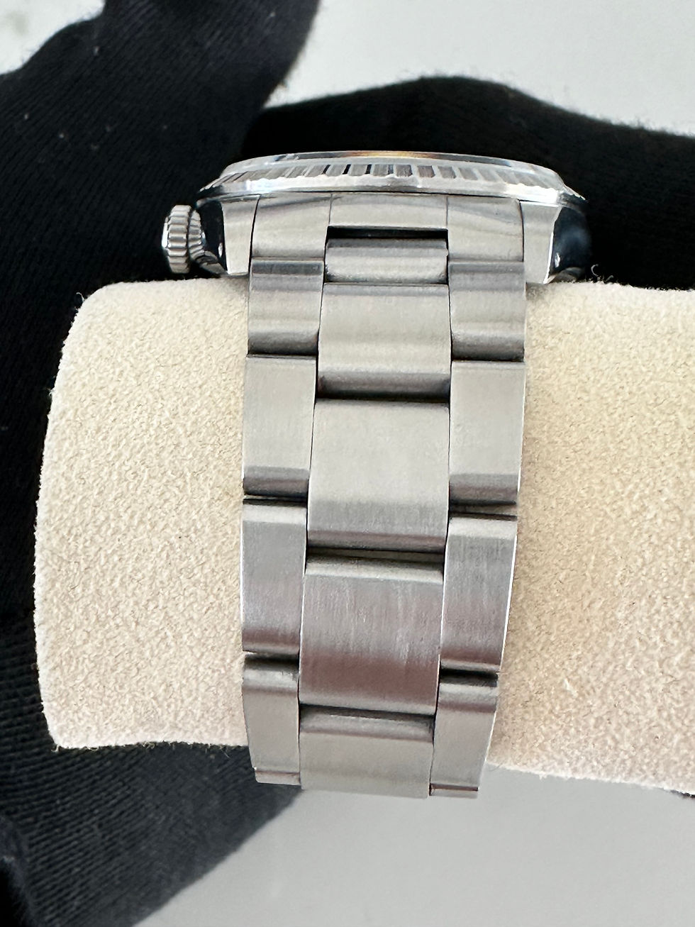 Thumbnail: Rolex Date Just 36mm Silver Dial Engine-Turned bezel on Oyster