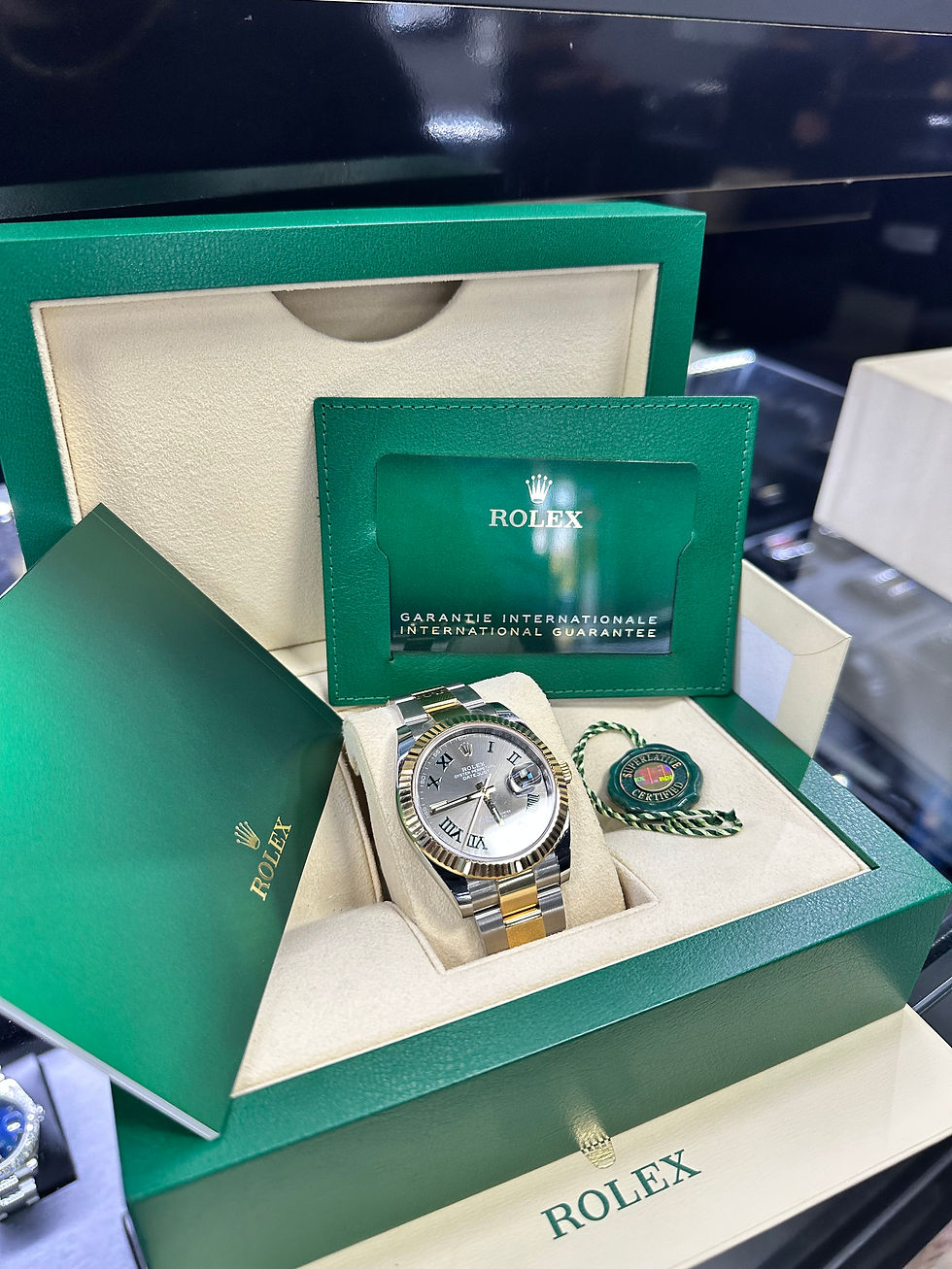 Thumbnail: Rolex Date Just 41mm Wimbledon Fluted Two Tone