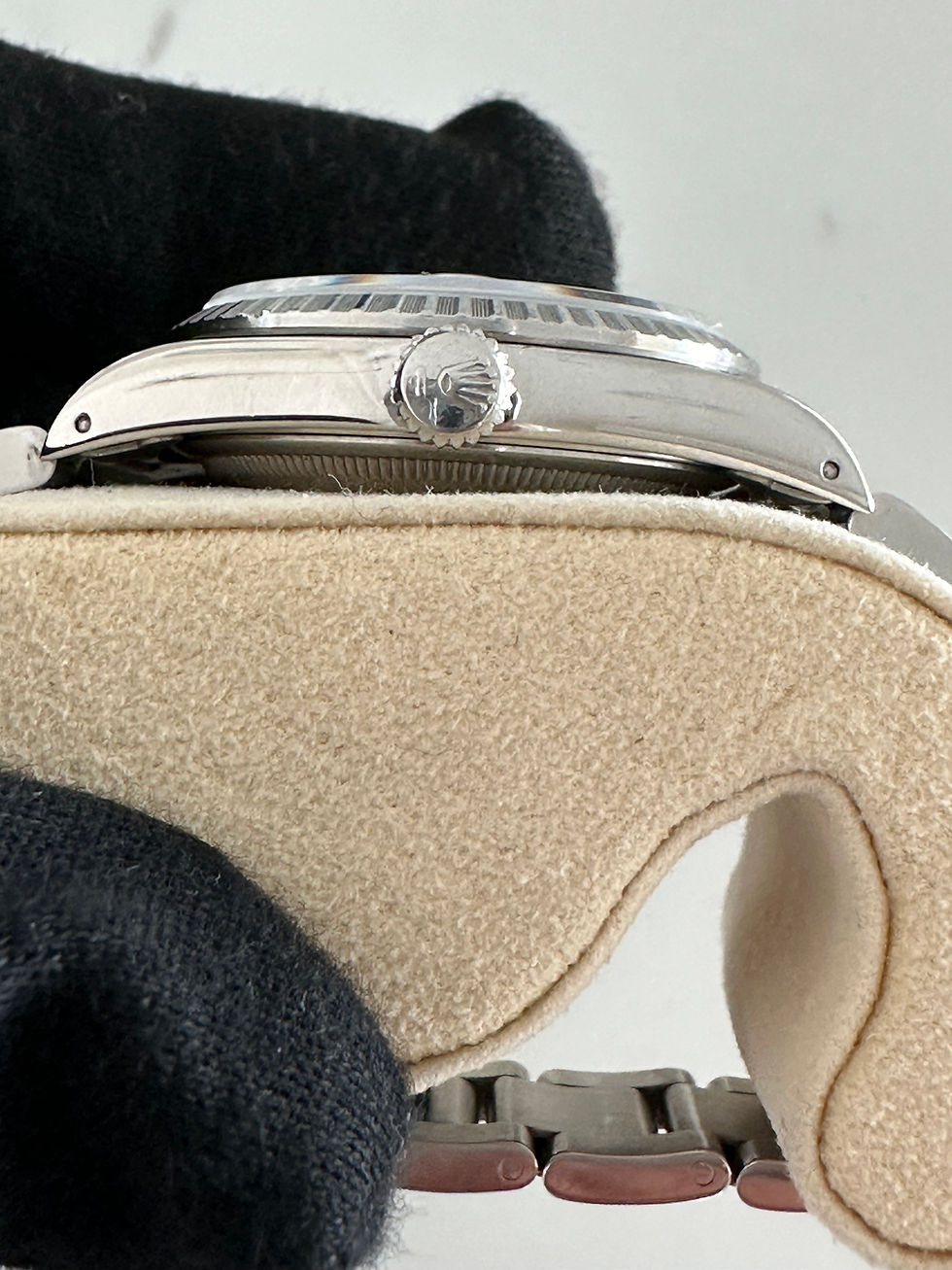 Thumbnail: Rolex Date Just 36mm Silver Dial Engine-Turned bezel on Oyster