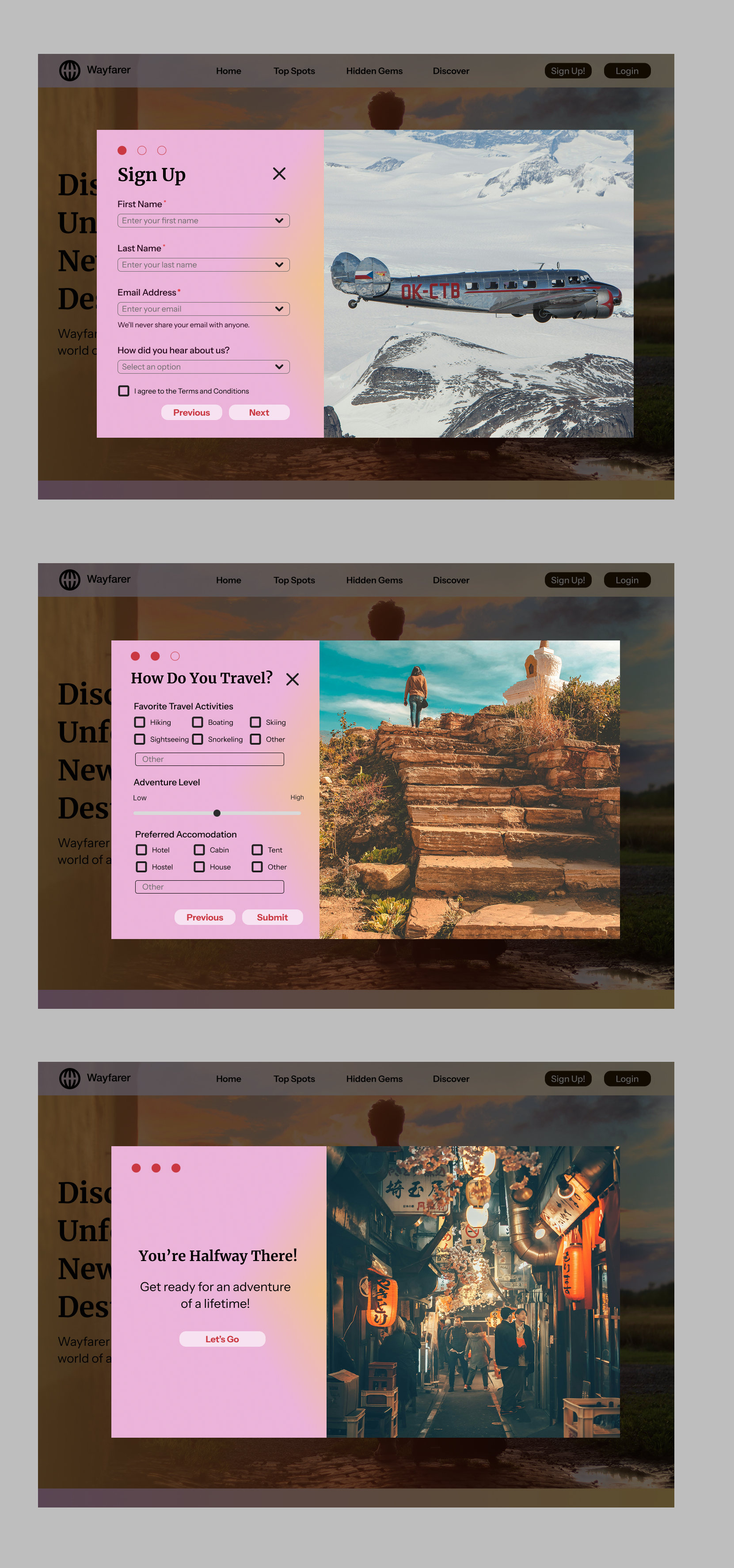 Wayfarer prototype screen