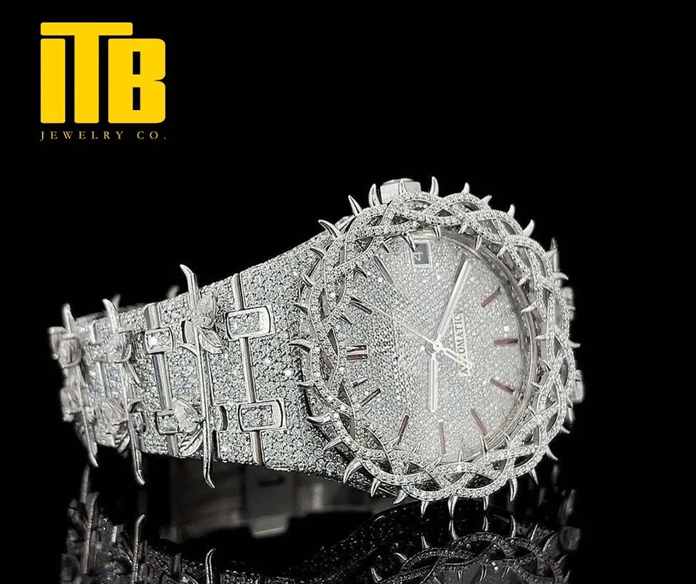 Thumbnail: VVS1 Moissanite Diamond Watch With Thorn Bezel 