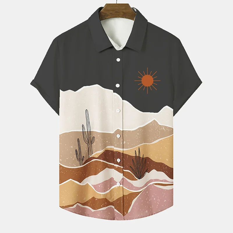 Thumbnail: Desert Cactus Shirt for Men 3D Print Summer Hawaiian Harajuku Fashion Shirt Top 