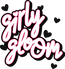 Girly Gloom Logo: White fill with pink and black stoke
