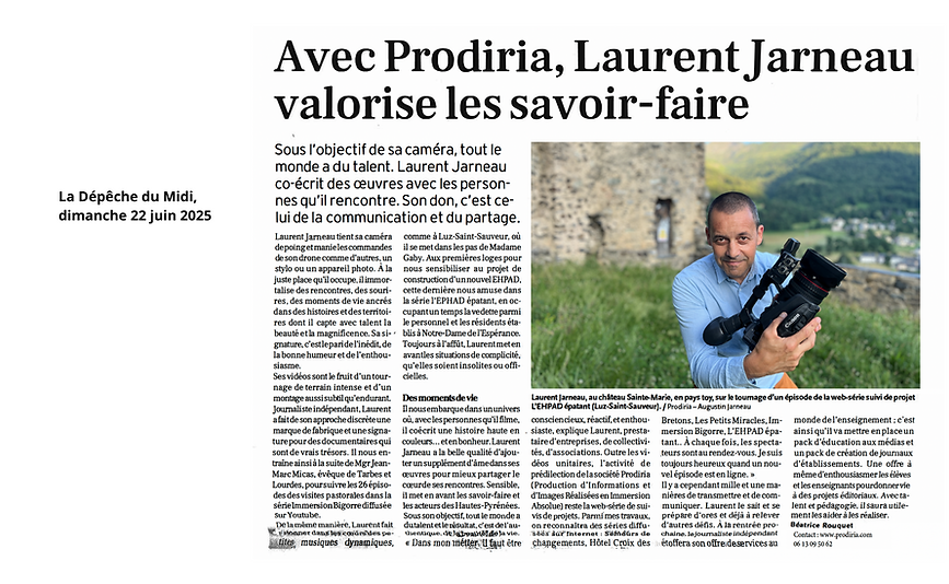 Article sur Laurent Jarneau paru dans les colonnes de La Dépêche du Midi, Hautes-Pyrénées, 22 juin 2025