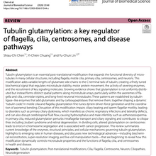 YCL Lab’s New Publication in Journal of Biomedical Science: Tubulin Glutamylation as a Key Regulator of Cilia, Centrosomes, and Disease Pathways