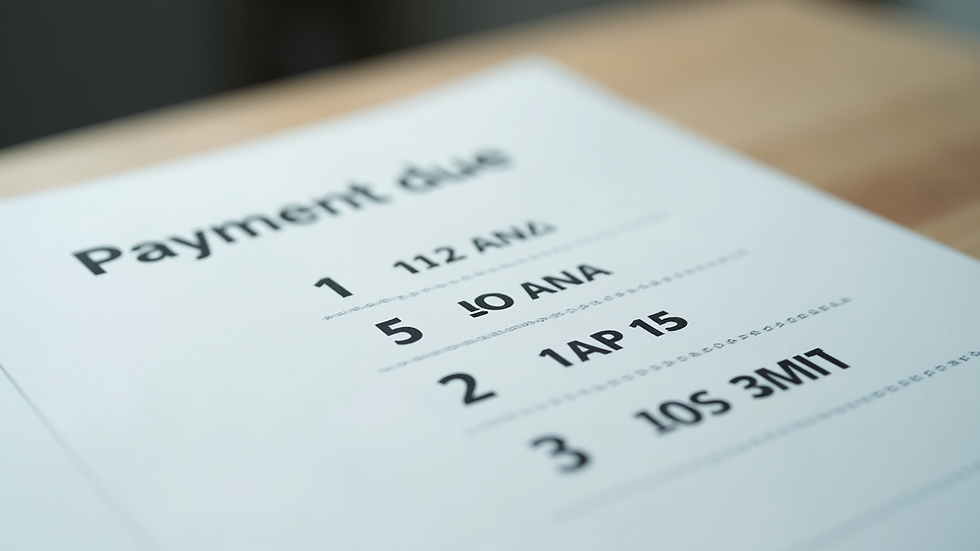 Close-up view of a calendar with payment due dates marked