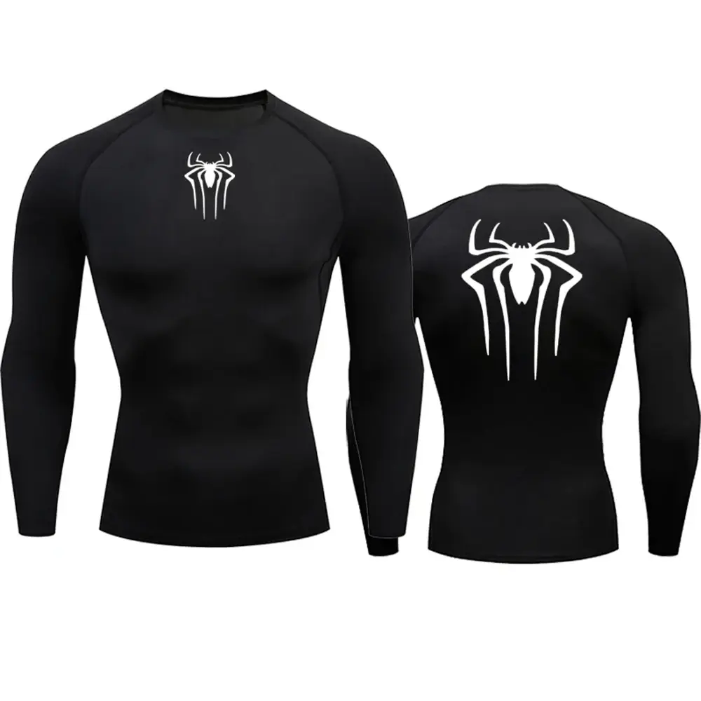 Men's Compression Spider Printed T-Shirt Sports Muscle Fitness Tight Quick-dryin