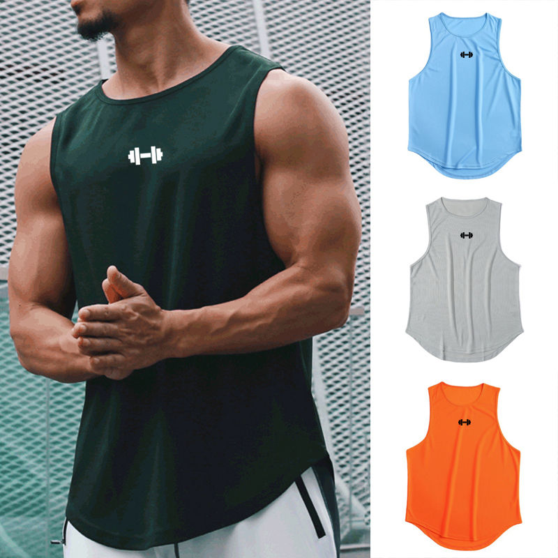 Summer Tank Top Mens Gym Fitness Training Clothing Quick Dry Silm Fit Bodybuildi