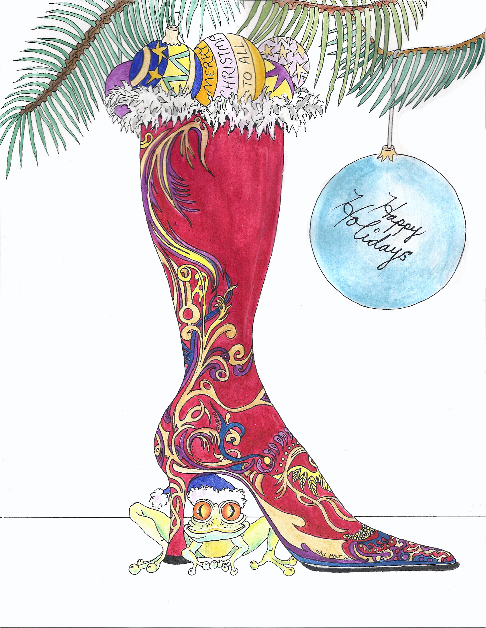 Christmas frog and boot