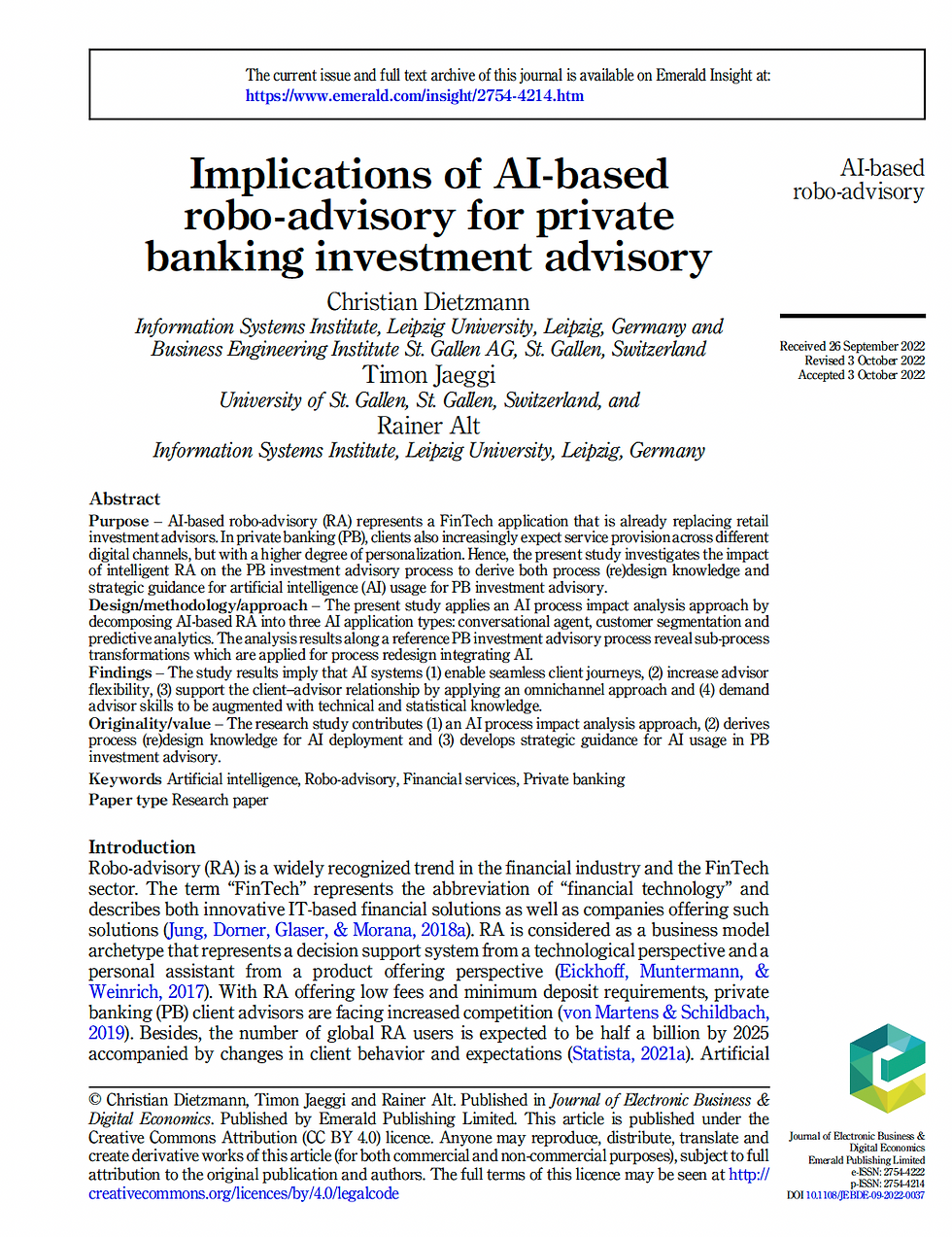 KI-basierte Robo-Advisory im Private Banking: Prozessneugestaltung und strategische Ausrichtung