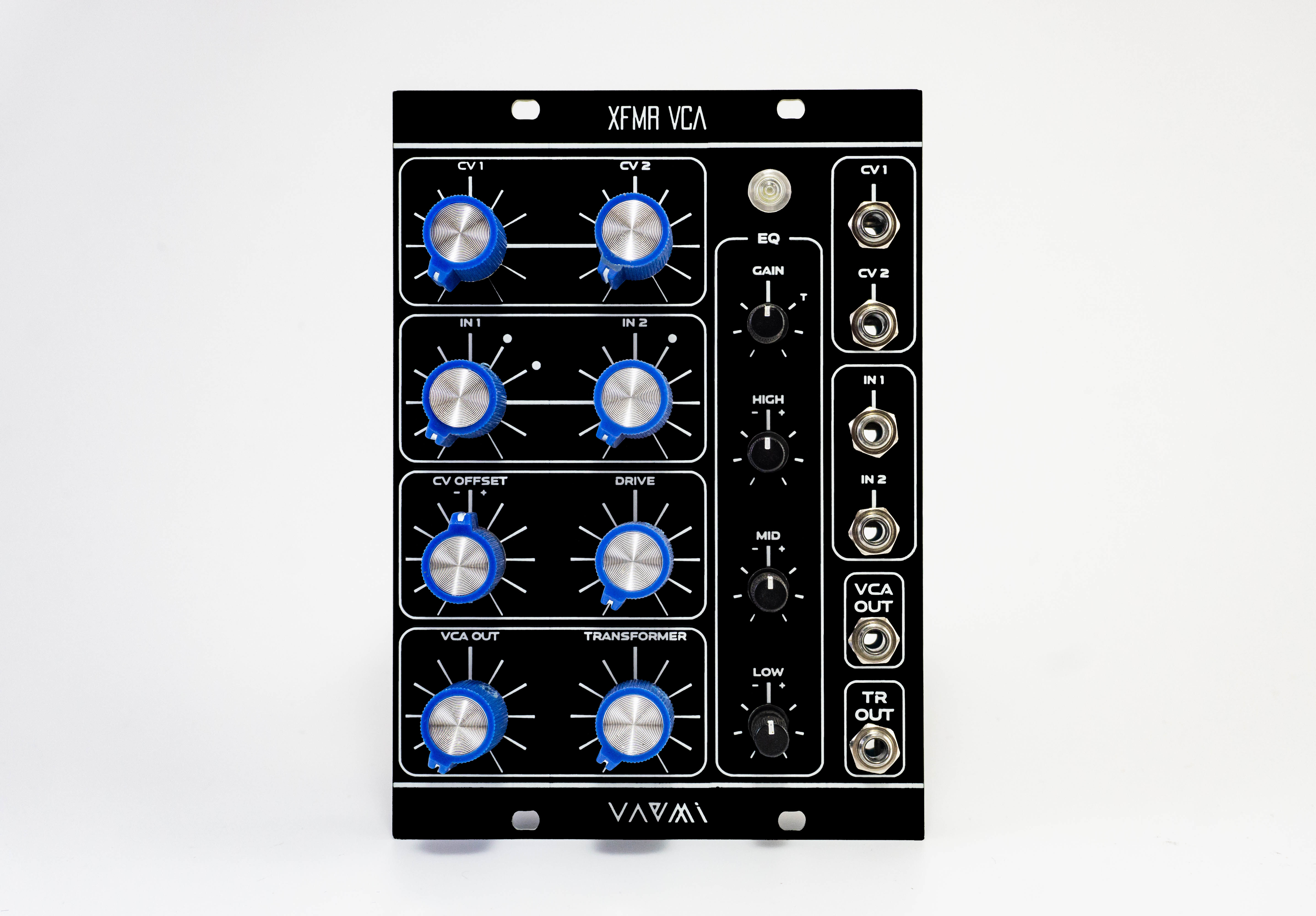 The XFMR VCA is an amplifier module in Eurorack format. This module is voltage-controlled and linear, featuring op-amp and audio transformer output options along with saturation and clipping capabilities. It is 18HP wide and can be used with all synthesizers to control the amplitude level of the sound.