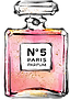 illlustration d'un flacon de parfum chanel n°5, aussi féminim que mes formations de coiffures!
