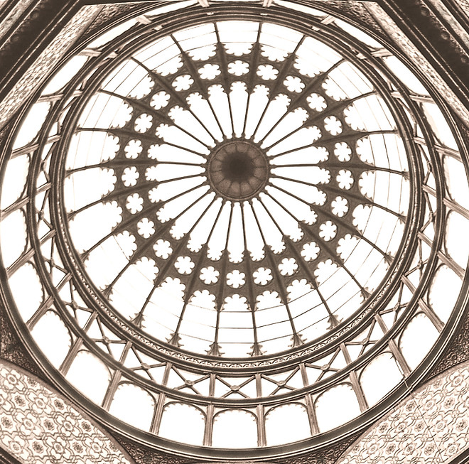 Closeup of circular domed ceiling