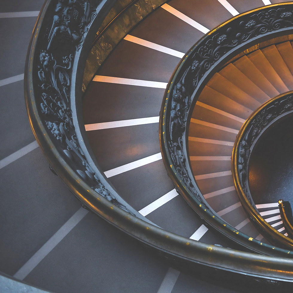 closeup of a spiral staircase