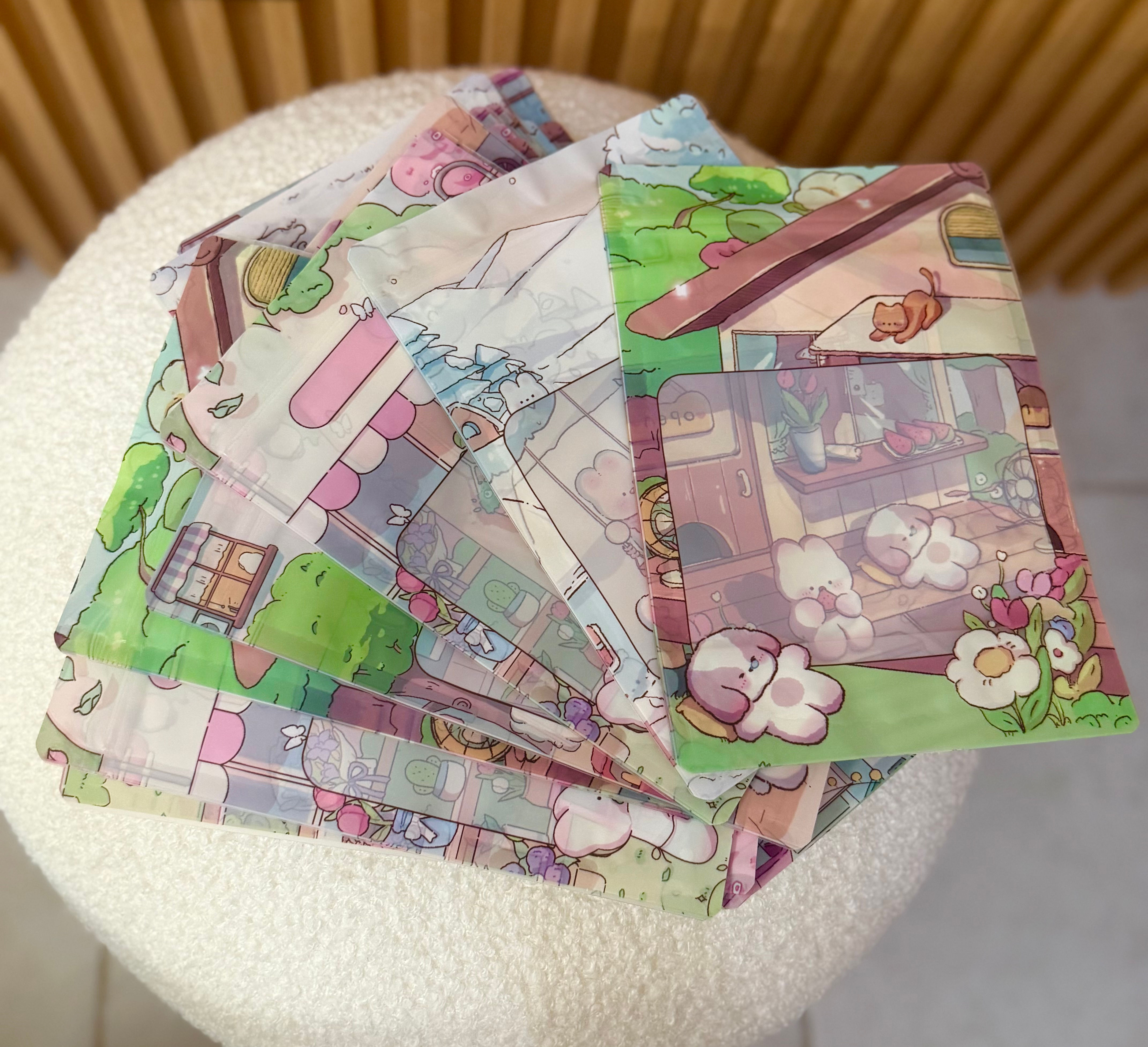 8 ziplock bags con diseño kawaii