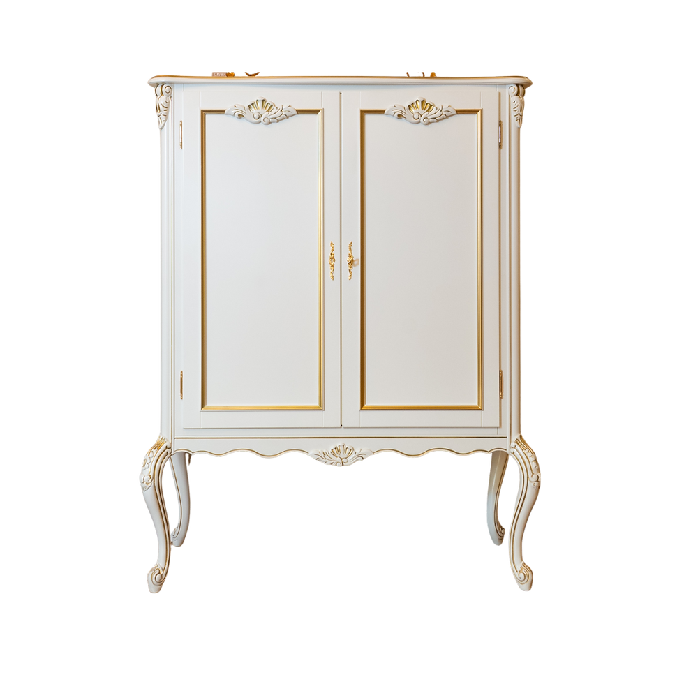 Whitewashed French country armoire