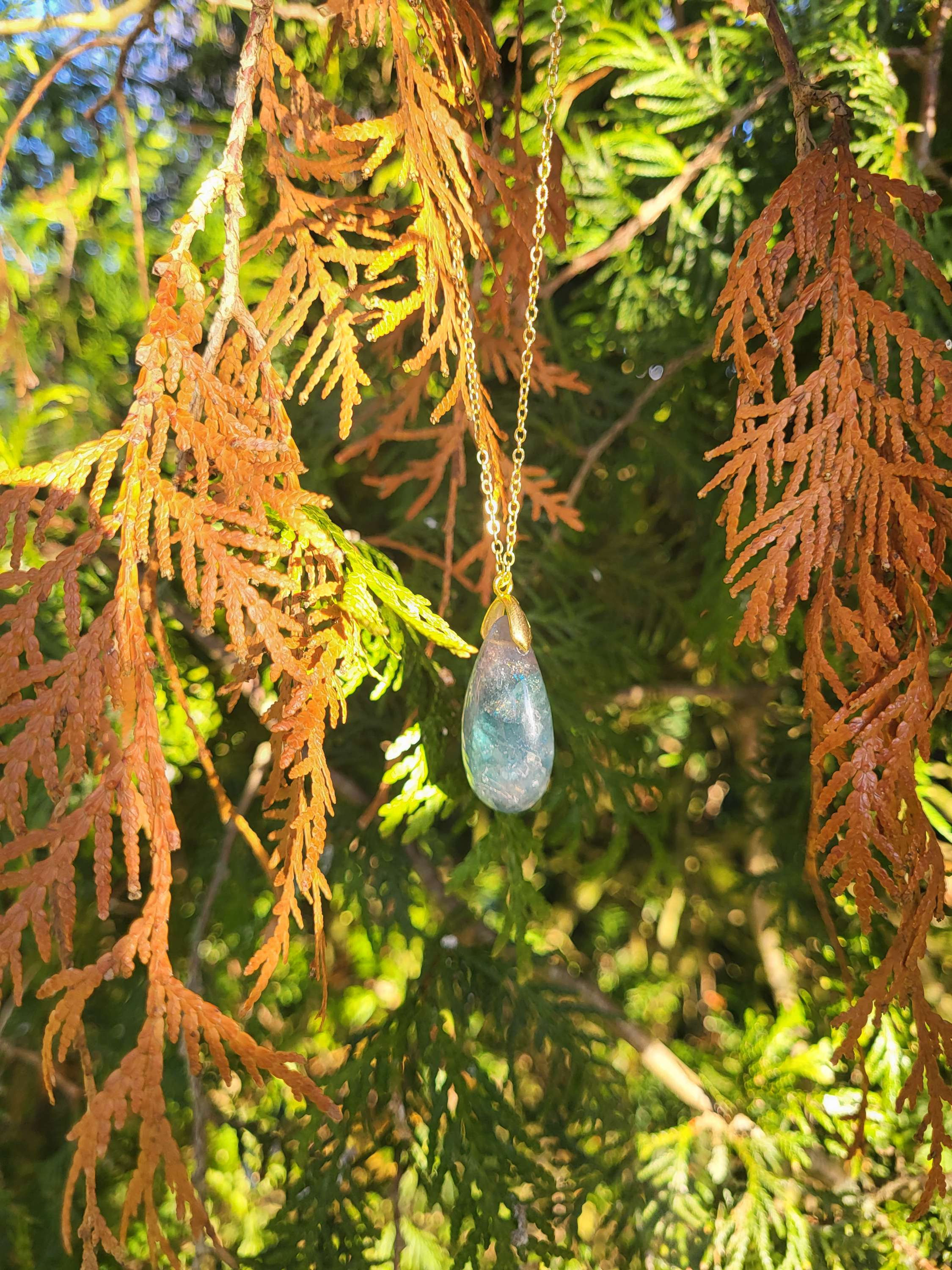 Pendentif Goutte Fluorite Bleue