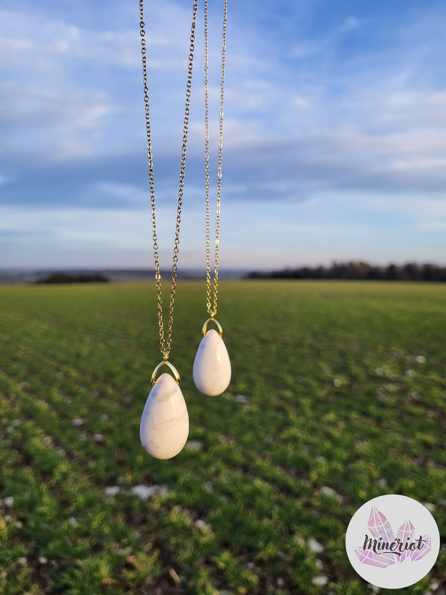 Pendentif goutte Howlite