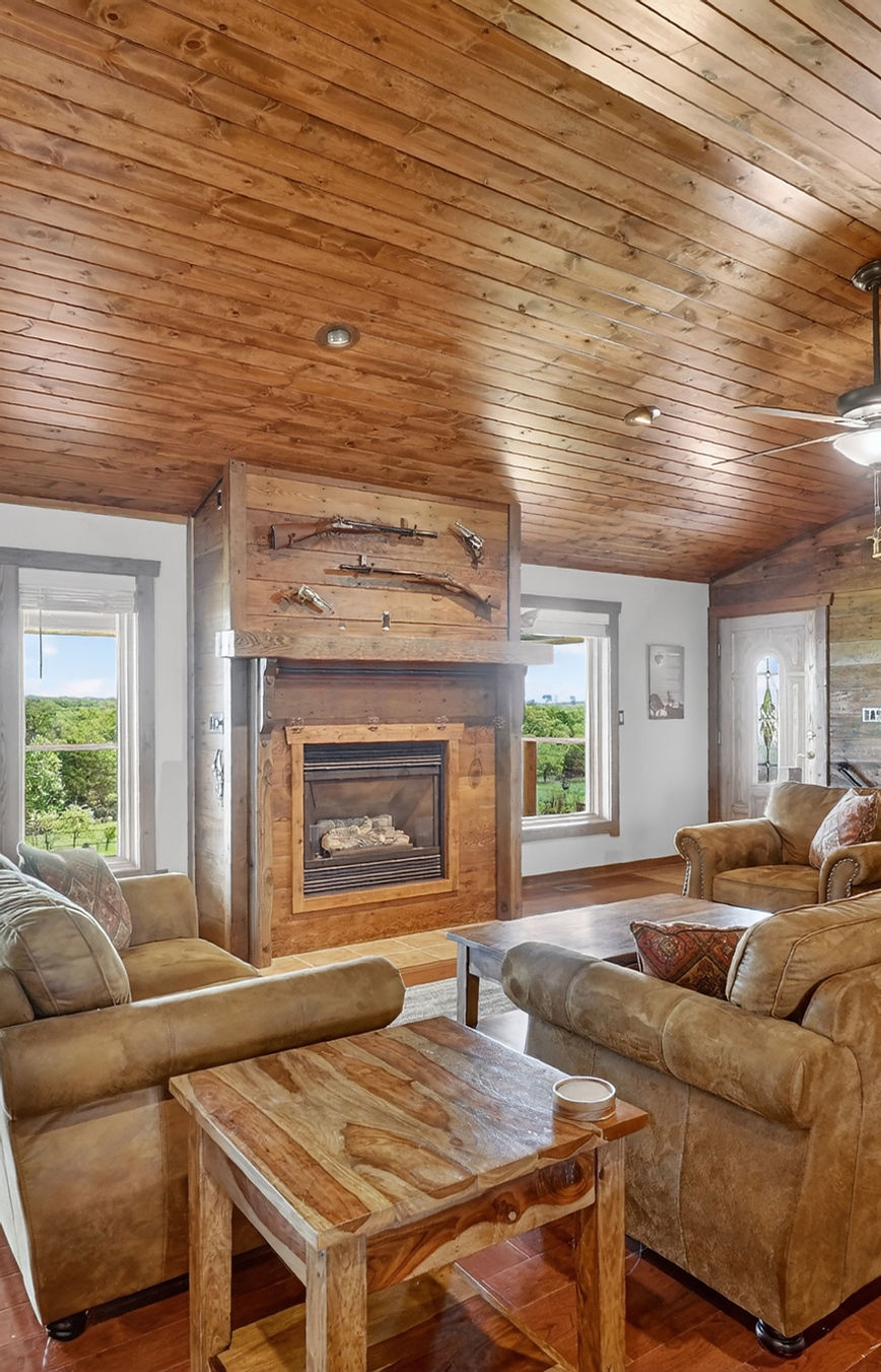 share your deer hunting stories with buddies near the fireplace in Chautauqua County Kansas