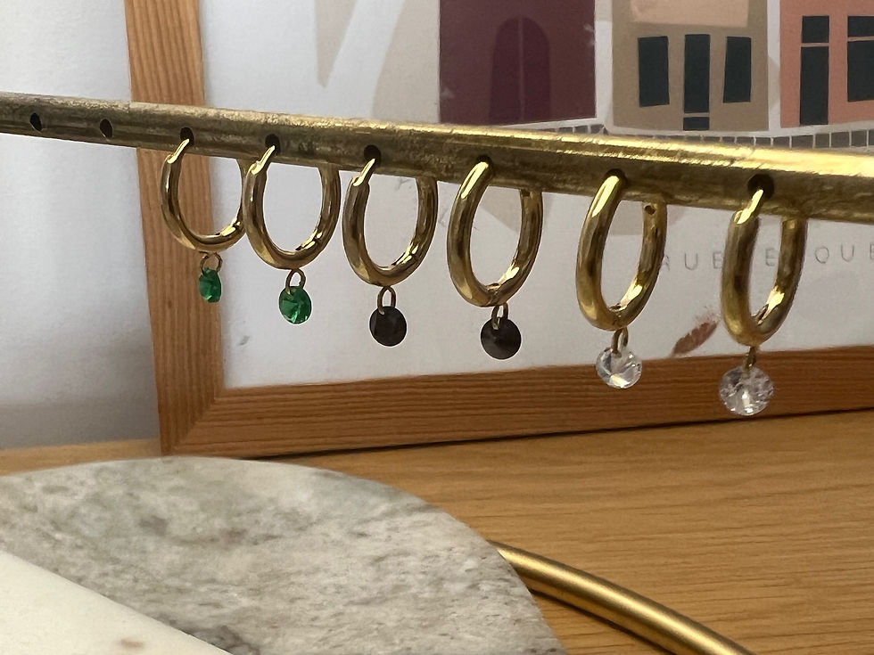 Miniature : Boucles d’oreilles Mins (transparent, vert, noir)