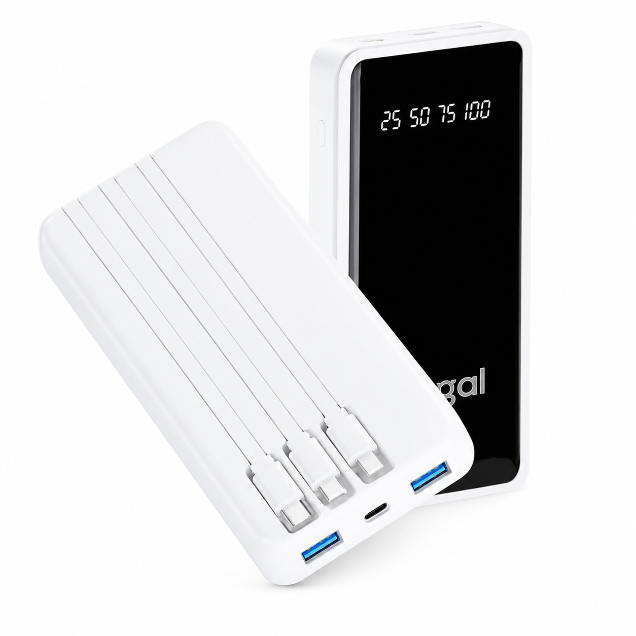 Power Bank 20.000mAh com Cabos Integrados – Até 4 Cargas Completas