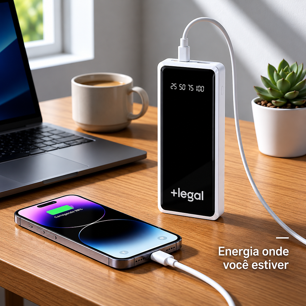 Miniatura: Power Bank 20.000mAh com Cabos Integrados – Até 4 Cargas Completas