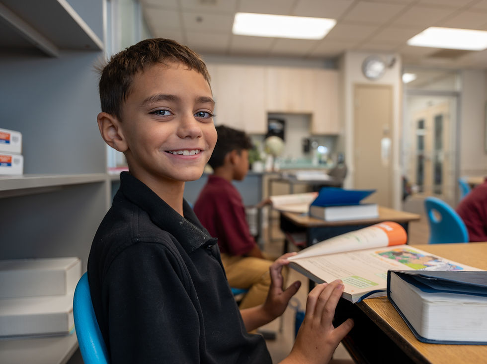 a boy in a classroom