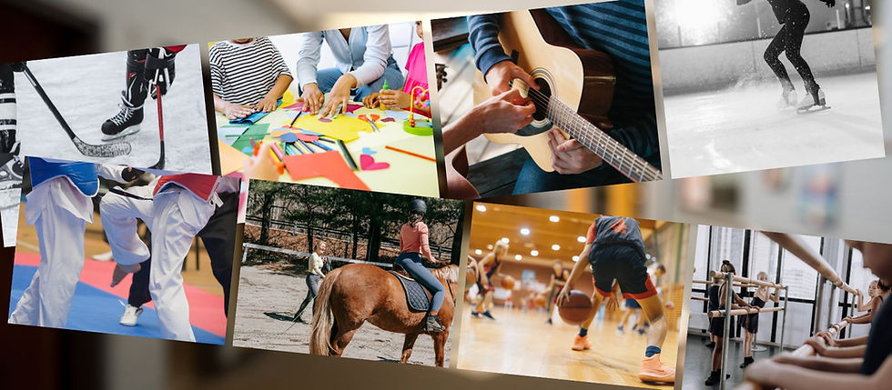 A montage of photos depicting various sports and recreation programs available in Morinville.