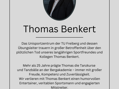 Kondolenz für unseren Übungsleiter und Sportfreund Thomas Benkert