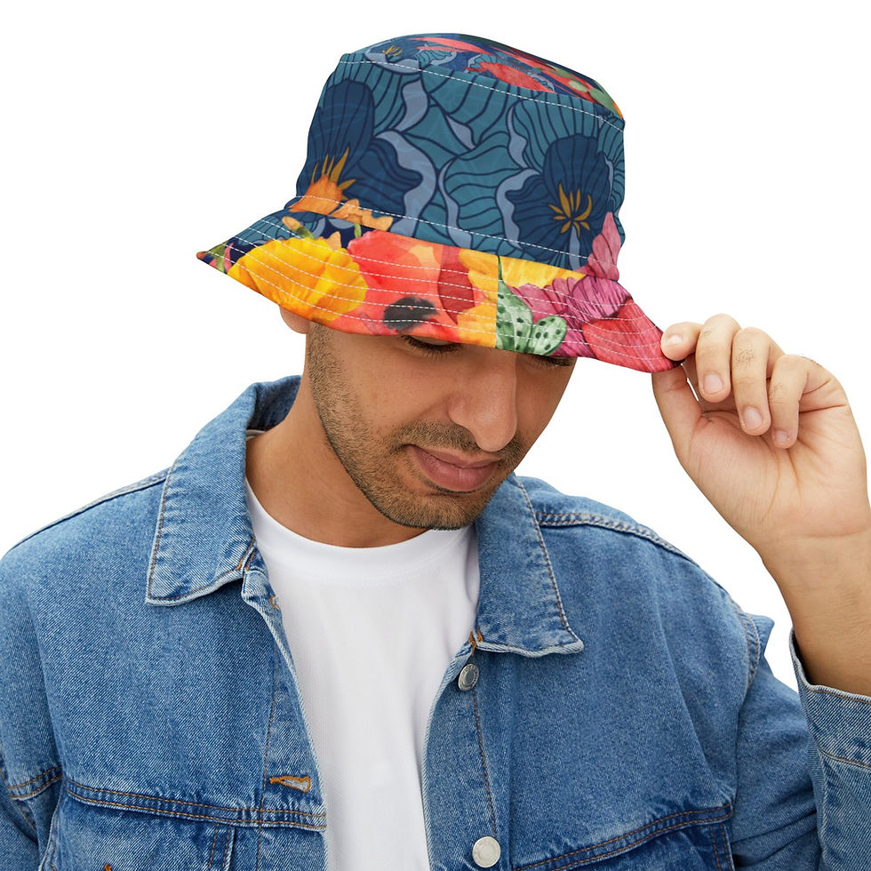 Thumbnail: Whimsical "fine art" Bucket Hat, Tropical