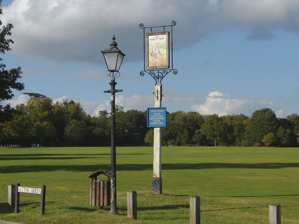 The Green and village sign in Englefield Green, TW20