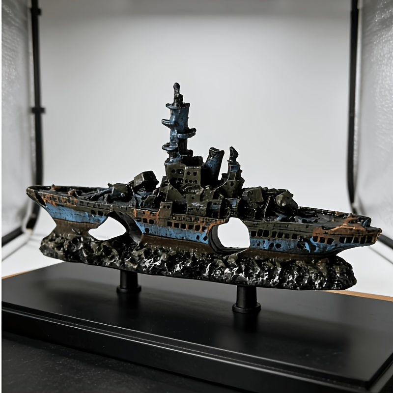 Miniatura: Aquarium Decoration Shipwreck Landscape with Textured Rock Design - Fish Habitat