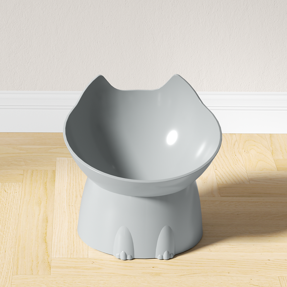 Miniatura: 1pc WhiskerWare Elevated Cat Bowl, Anti-Tip Plastic Raised Pet Feeding Dish with