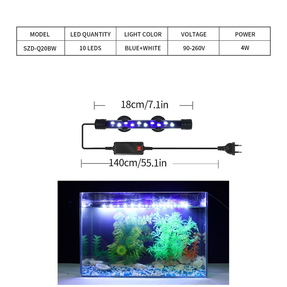 Thumbnail: 90-260V Aquarium Light LED Waterproof Fish Tank Clip Light Underwater Decor Ligh