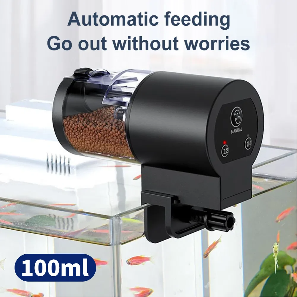 Automatic Fish Feeder With Timer IP66 Waterproof Auto Fish Tank Feeder 100ml Cap
