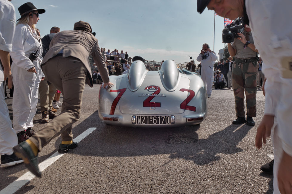 Famous Mercedes 300 SLR 722 at Goodwood Revival.