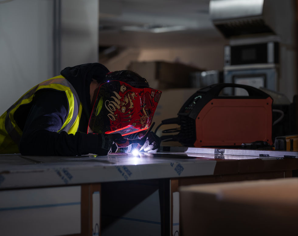 Fit out contractor working onsite in London showcasing Hard Work.