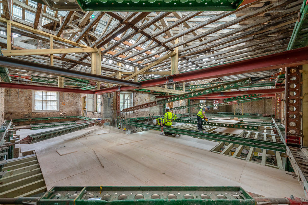 New floor being constructed in converted Victorian building in London. 