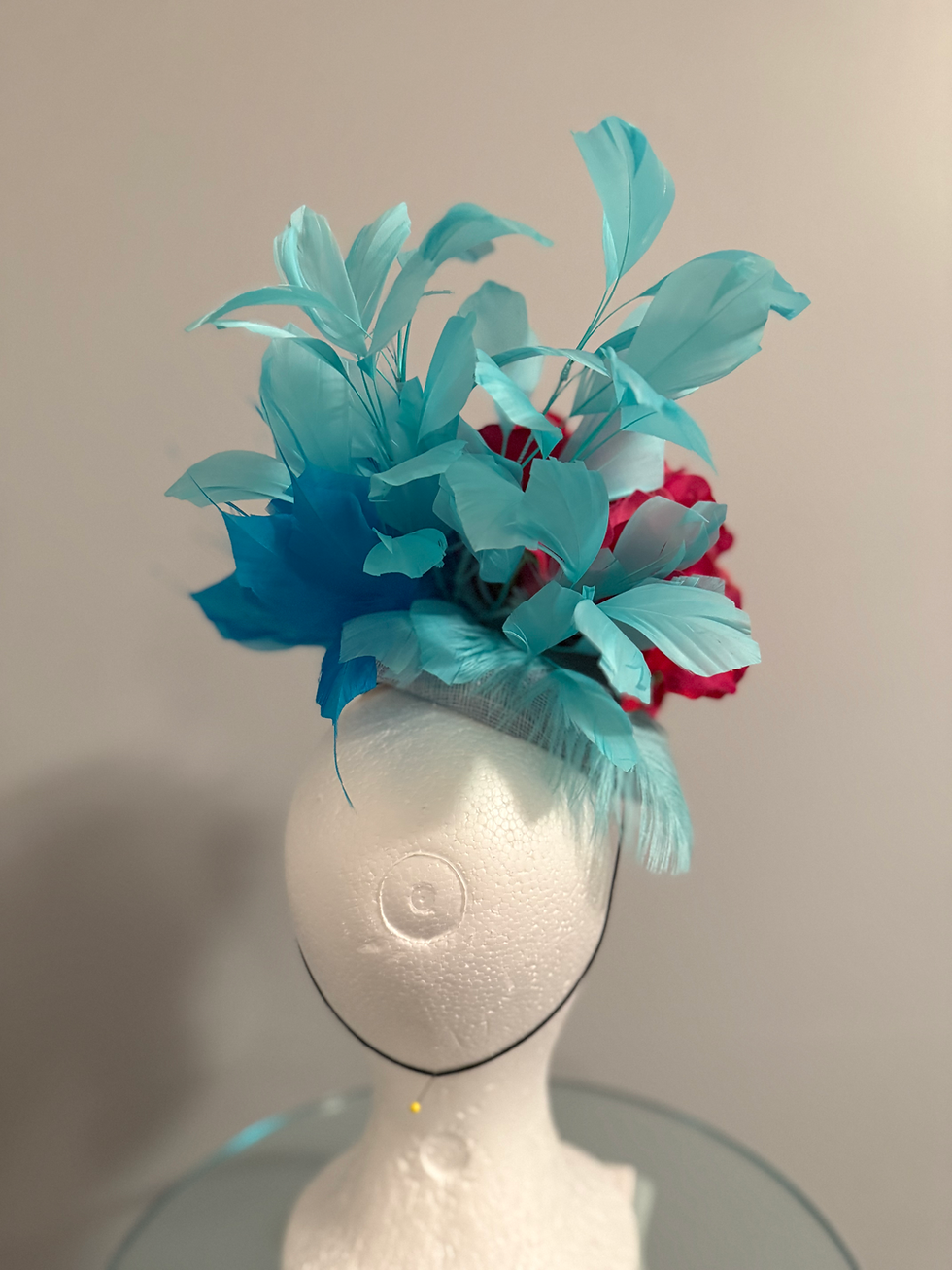 Thumbnail: Kentucky Derby  Colorful  Fascinator “Colorful Filly” Pastel Blue and Fuchsia