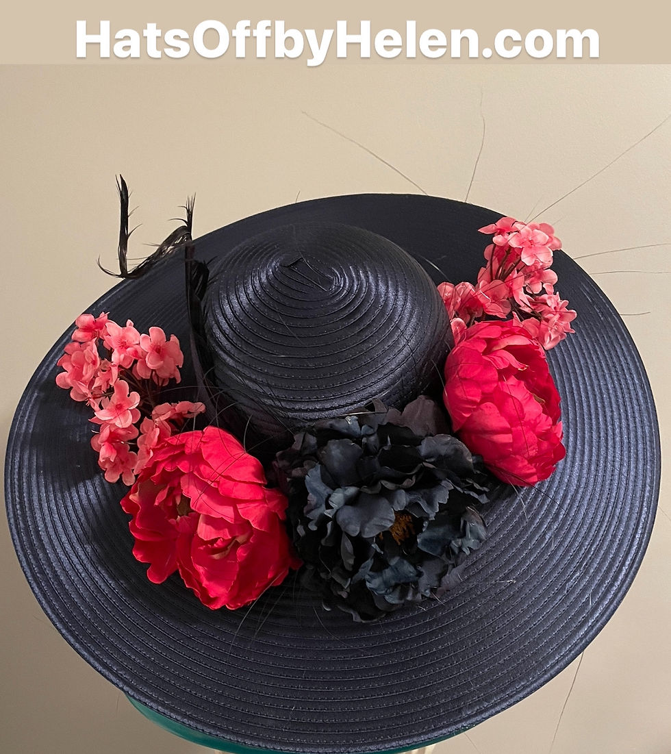Thumbnail: Kentucky Derby Navy Hat  “Navy Tip to Pink”