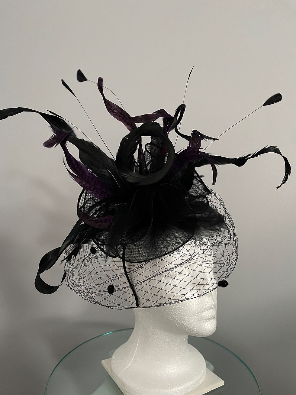 Thumbnail: Kentucky Derby Black and Purple Fascinator "Midnight Mystery”