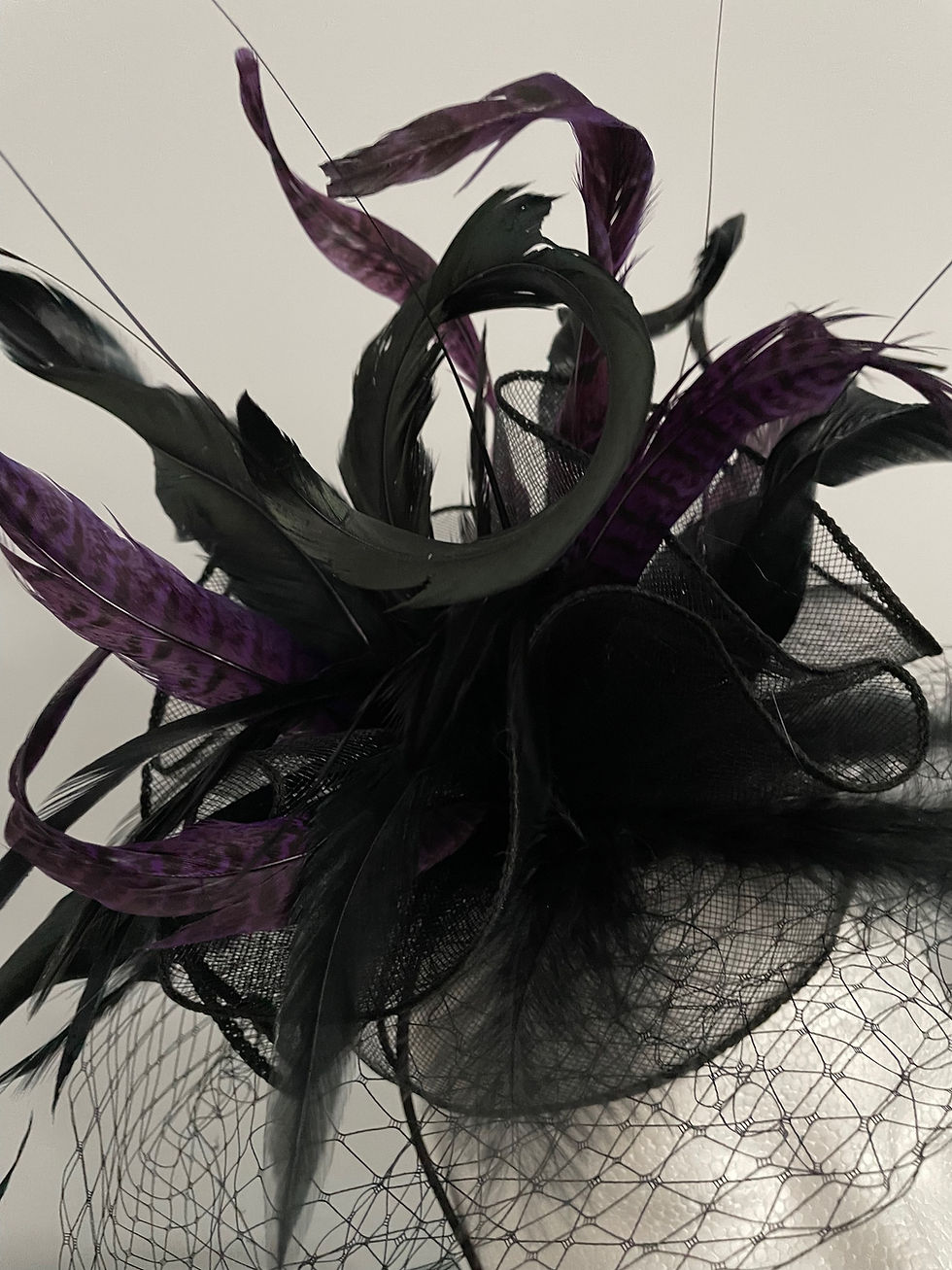 Thumbnail: Kentucky Derby Black and Purple Fascinator "Midnight Mystery”
